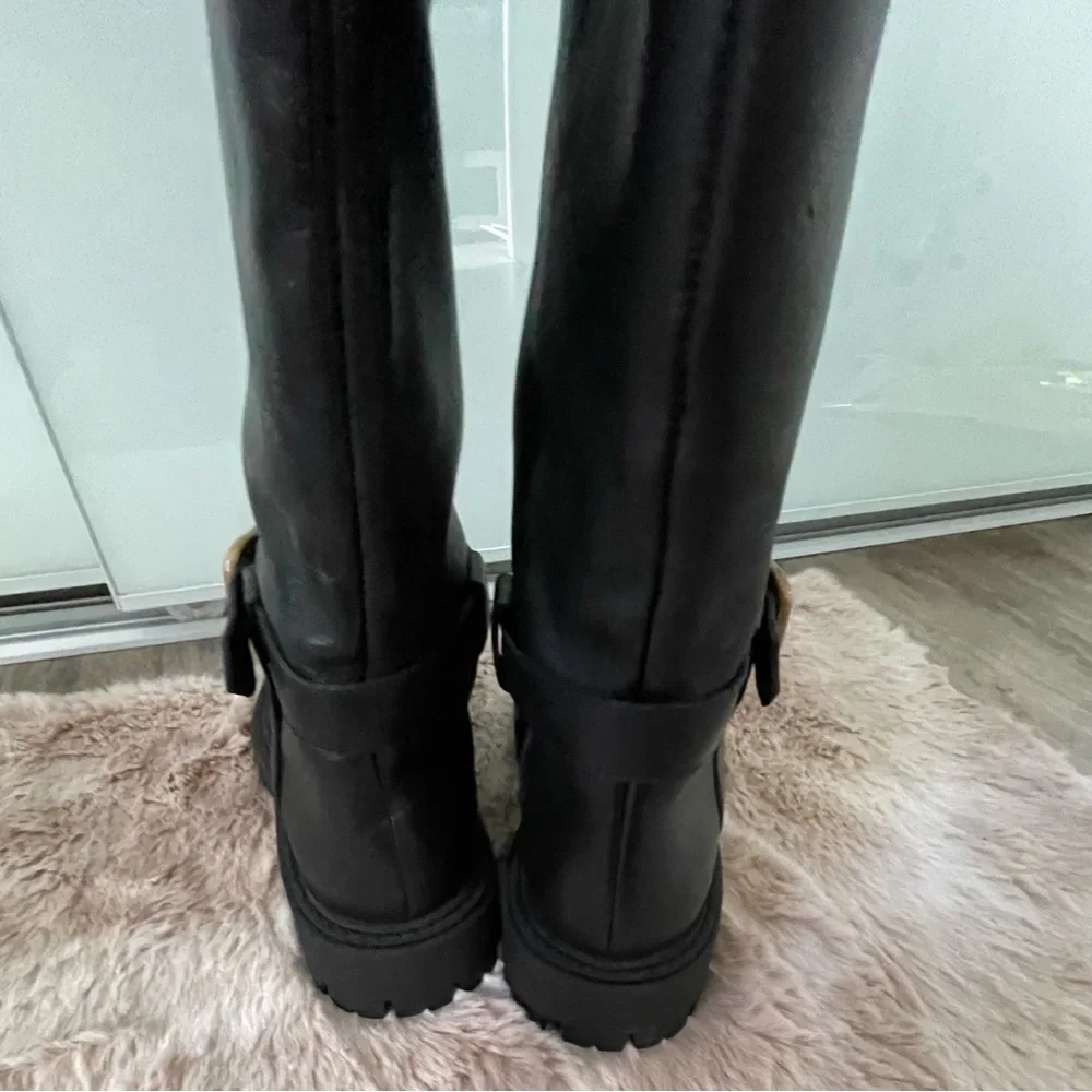 ZARA LEATHER BOOTS WITH BUCKLE US 6.5 - Picture 8 of 15